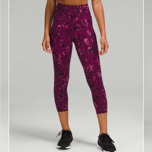 Lululemon Base Pace High-Rise Crop 23  Cheetah Camo Magenta Purple Multi